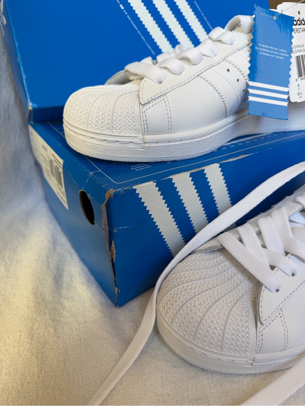 NIB Adidas Originals Superstar II Triple White Sneakers Men 8/Women 9.5 G17071 - Picture 6 of 8